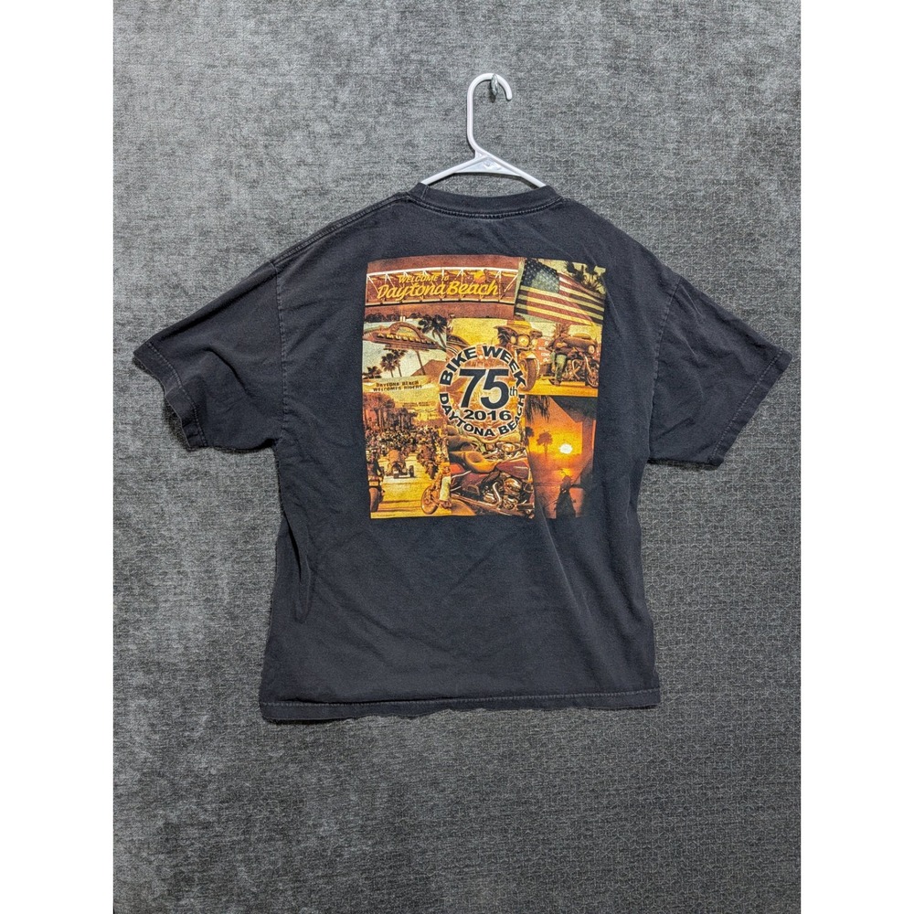 Daytona Beach Bike Week 75th Anniversary 2016 Pocket T-Shirt Mens XL Black Rally